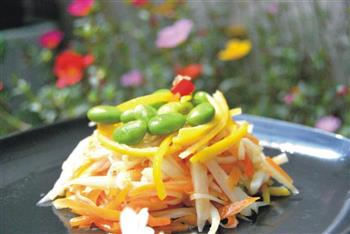 三丝毛豆怎么做，三丝毛豆怎么做好吃，三丝毛豆做法