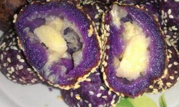 紫薯香蕉麻团怎么做，紫薯香蕉麻团怎么做好吃，紫薯香蕉麻团做法