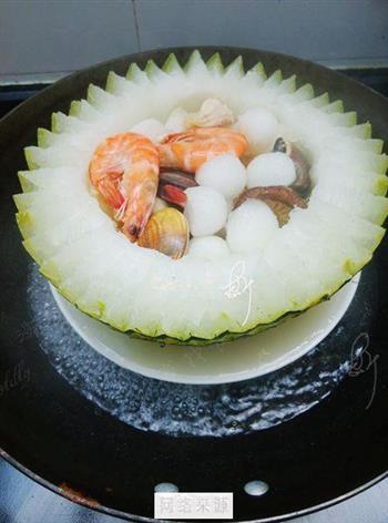 海鲜冬瓜盅怎么做，海鲜冬瓜盅怎么做好吃，海鲜冬瓜盅做法